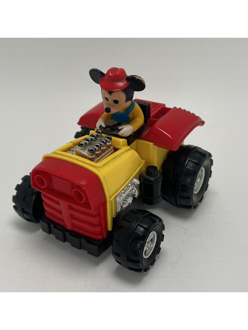 Vintage 1980's Illco Disney Mickey Gyro Powered Tractor Toy Hot Rod